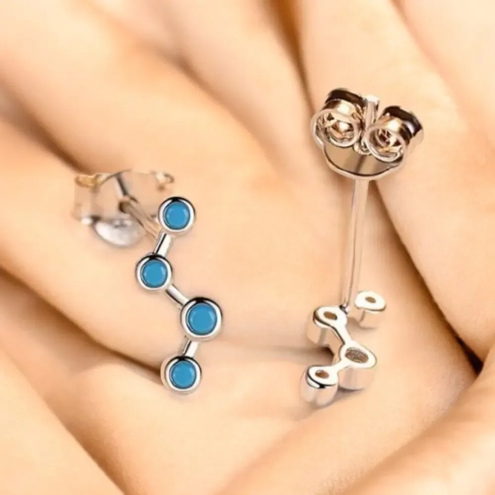NEW 925 sterling silver with turquoise stones geometric jewelry earrings B16A